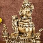 Brass Tara Devi Seated on Lion Idol | 16" Himalayan Art | 14kg Sacred Masterpiece | Divine Mountain Goddess | Jaipurio